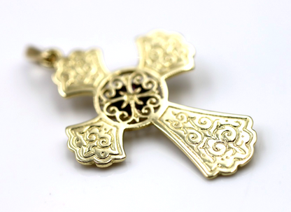 Genuine Solid 14ct 14k 585 Yellow Gold Byzantine Cross Pendant