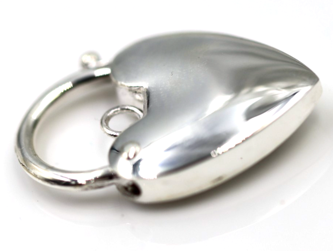 Sterling Silver 925 Bubble Heart Large 20mm Plain Polished Heart Padlock