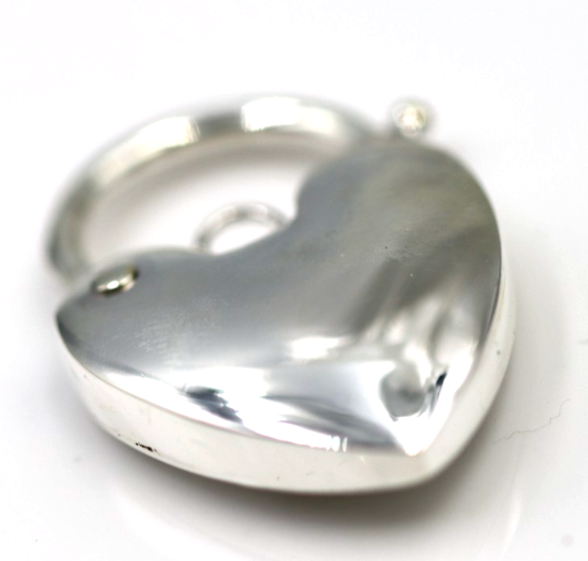 Sterling Silver 925 Bubble Heart Large 20mm Plain Polished Heart Padlock