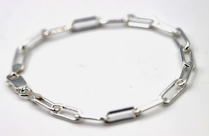 Genuine 925 Sterling Silver or Sterling Silver (yellow gold plated) Paperclip 21cm Bracelet