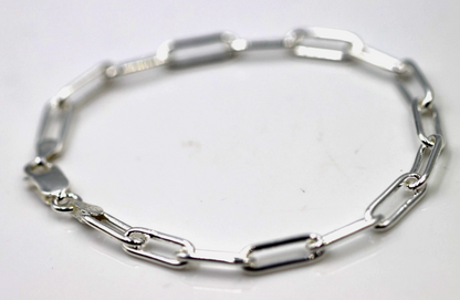 Genuine 925 Sterling Silver or Sterling Silver (yellow gold plated) Paperclip 21cm Bracelet