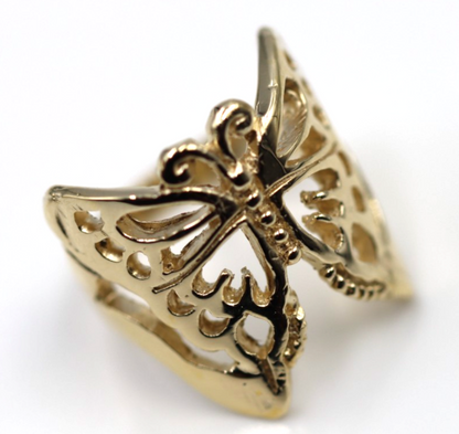 Solid Genuine 9ct White Or Rose Or Yellow Gold Large Butterfly Ring Size Q 236