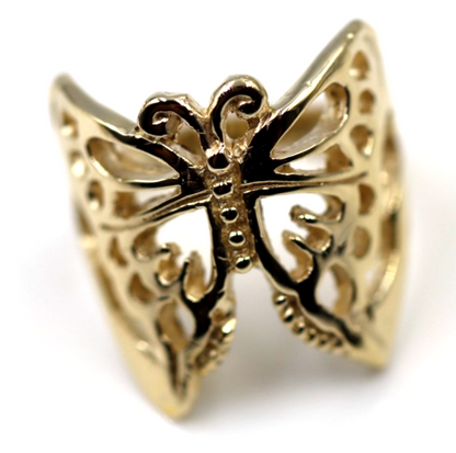 Solid Genuine 9ct White Or Rose Or Yellow Gold Large Butterfly Ring Size Q 236