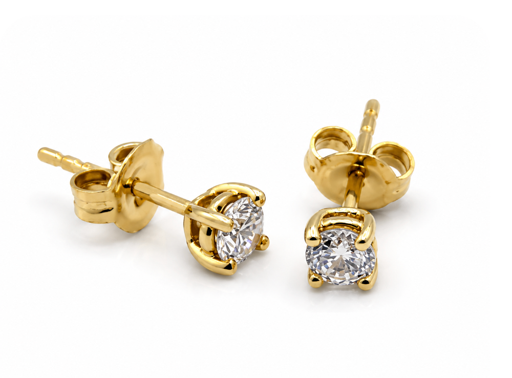 Genuine 9ct 9k 375 Yellow Gold CZ 3.5mm 4 Claw Studs Earrings