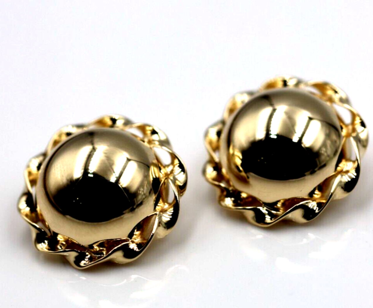 Kaedesigns Genuine 9ct 9k 375 Yellow, Rose Or White Gold Clip On 16mm Half Ball Earrings