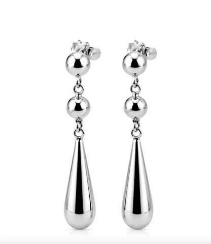 Genuine 9ct 9k 375 Yellow, Rose or White Gold Teardrop Tear Drop Double Ball Stud Earrings