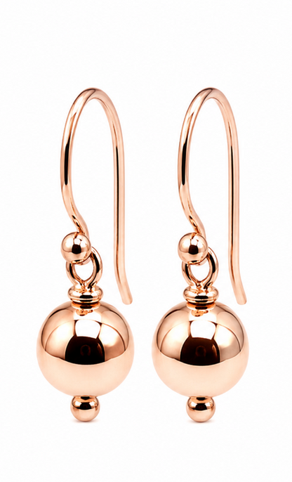 Kaedesigns Genuine 9ct 9k 375 Yellow, Rose or White Gold 6mm Hook Ball Earrings