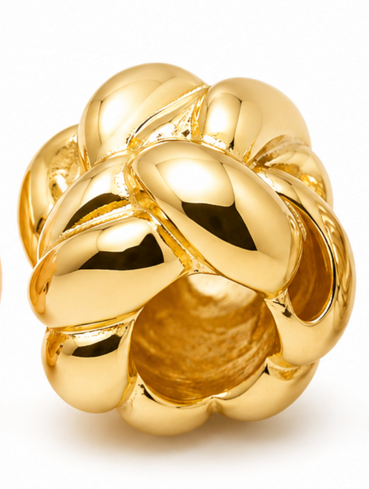 Genuine 9ct 9k 375 Yellow, Rose or White Gold or Silver 3D Weave Bead for Bracelet or Necklace