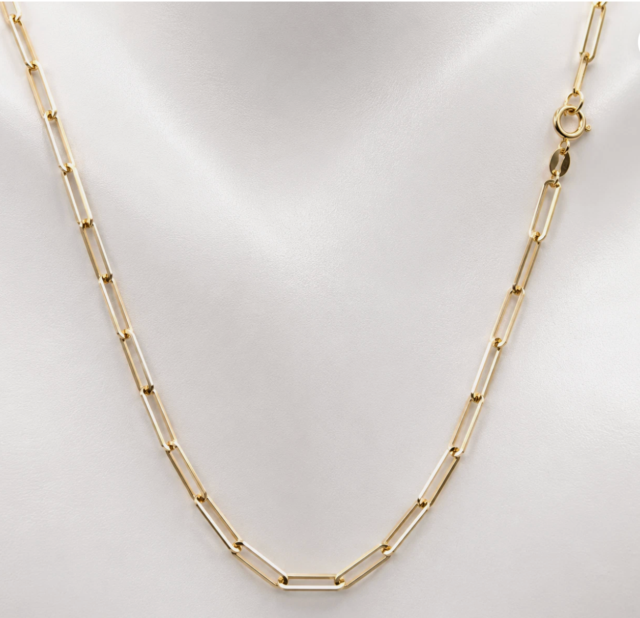 Genuine 9ct 9K 375 Yellow Gold  Paperclip Necklace Chain 45cm 2.7g