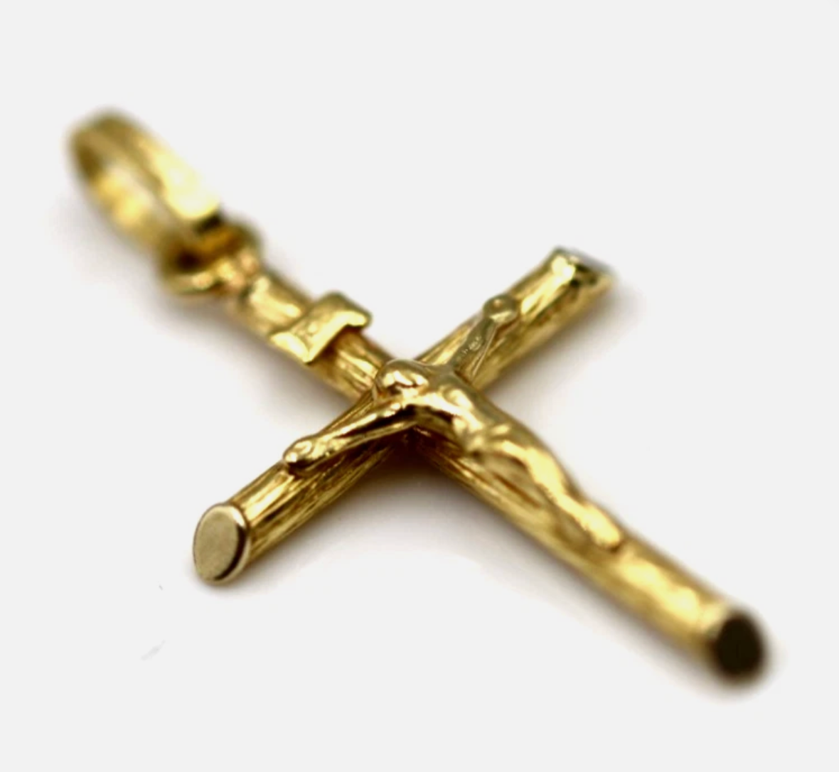 Genuine 18ct 18kt 750 Yellow Gold Hollow Crucifix Cross Pendant