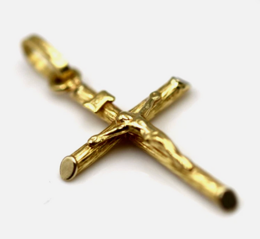 Genuine 18ct 18kt 750 Yellow Gold Hollow Crucifix Cross Pendant