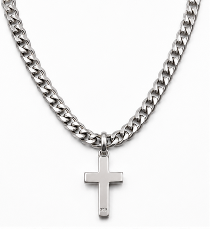 Kaedesigns Full Solid New Sterling Silver 925 Plain Cross Pendant & 60cm Chain