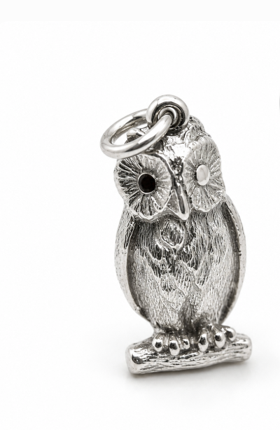 Heavy Genuine Sterling Silver 925 3D Heavy Owl Pendant