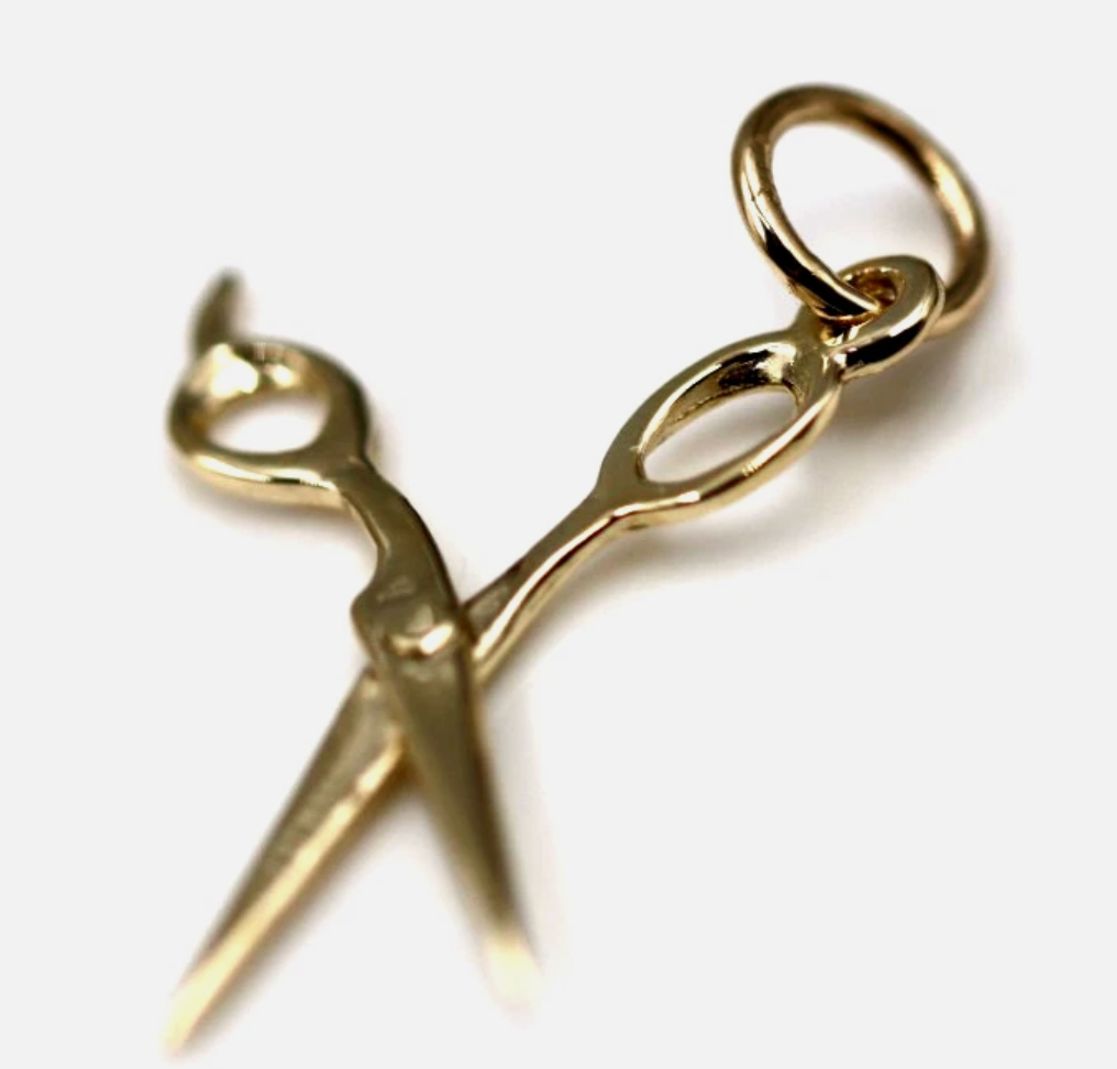 Genuine 9ct 9K 375 Yellow, Rose or White Gold Scissors Hairdresser 3D Pendant Or Charm