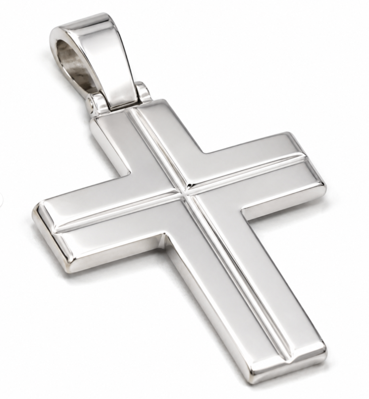 Genuine Solid Sterling Silver 925 Heavy Huge Large Ridged Plain Cross Pendant -  50mm Including Bale x Width 30mm