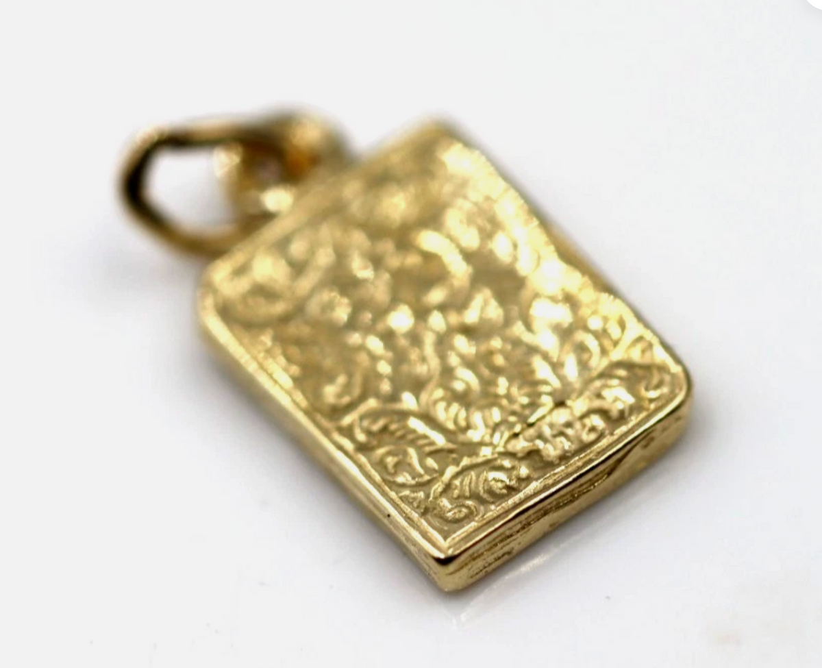 Genuine 9ct 9K 375 Yellow Gold Holy Bible Book Charm Pendant
