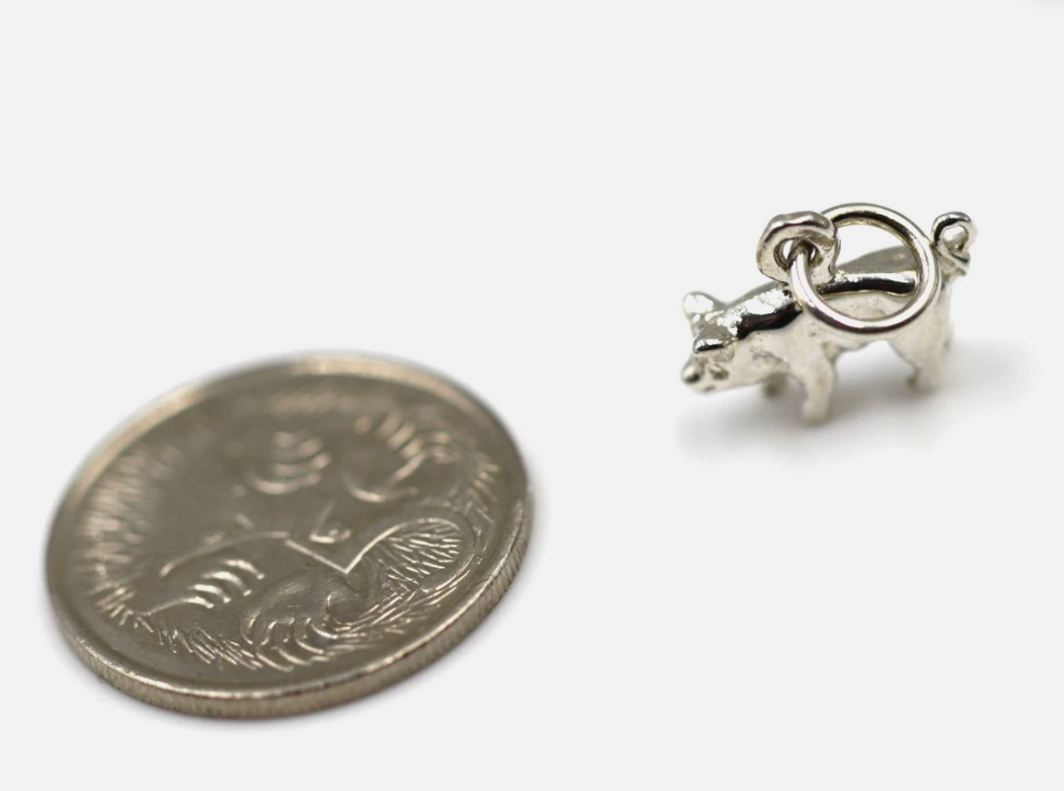 Genuine Sterling Silver 925 Pig 3D Pendant Or Charm
