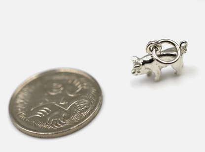 Genuine Sterling Silver 925 Pig 3D Pendant Or Charm