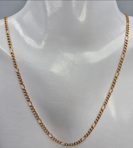 Genuine 9ct 9K 375 Yellow Gold Solid Figaro 3mm 56cm Necklace Chain