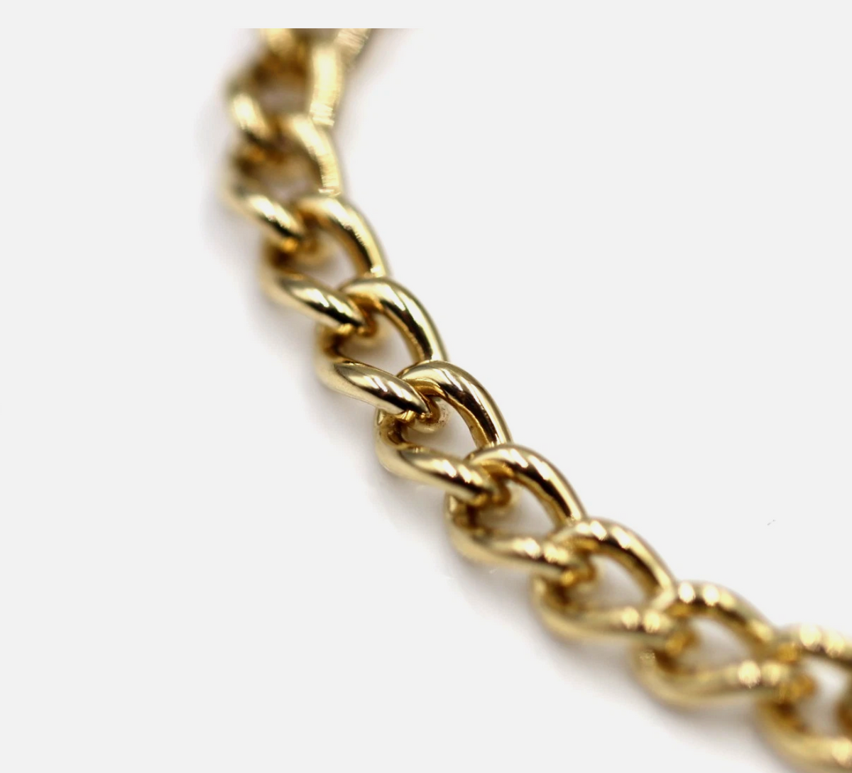 9ct Yellow Gold Solid Curb Bracelet with Heart Padlock – 19cm