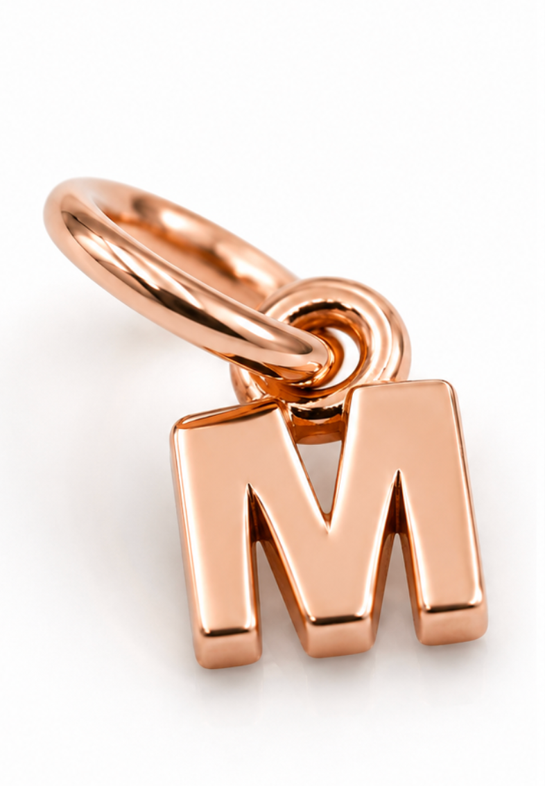 Genuine 9ct 9kt Genuine Tiny Very Small Yellow, Rose or White Gold Initial Pendant Charm M