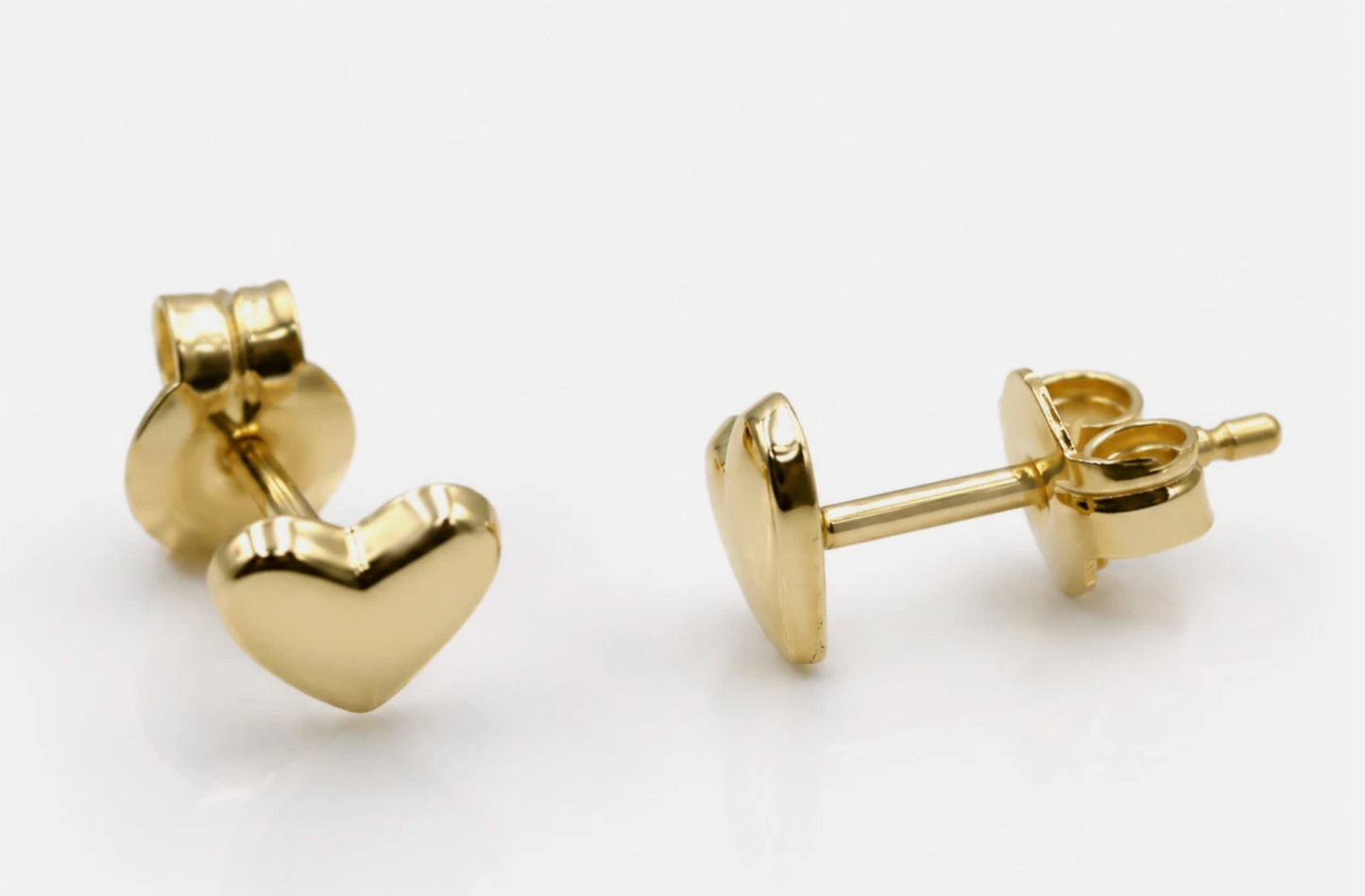 Childs Small 9ct 9K 375 Solid Yellow Gold Stud Heart Earrings