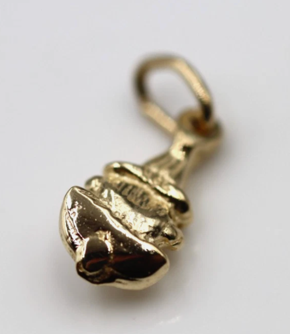 Genuine 9ct yellow gold small clown charm pendant