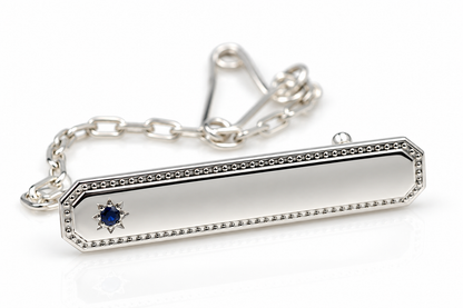 Genuine Sterling Silver Blue Spinel Stone Set Baby Brooch * Free laser engraving