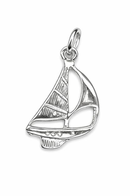 Genuine 9ct Yellow Gold or Sterling Silver Solid Yacht Boat Pendant or Charm