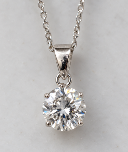 Genuine Sterling Silver 925 Claw 8mm Round Pendant with 45cm Chain + 5cm Extender