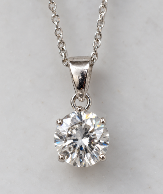 Genuine Sterling Silver 925 Claw 8mm Round Pendant with 45cm Chain + 5cm Extender