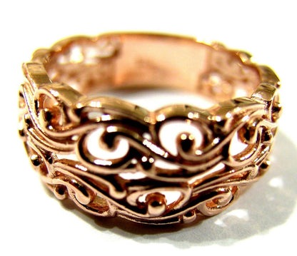 Kaedesigns New 9ct 375 Wide Rose Gold Wide Flower Filigree Ring - Choose your size