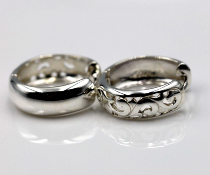 Kaedesigns, Genuine Sterling Silver 925 Hoop Filigree Huggies Earrings