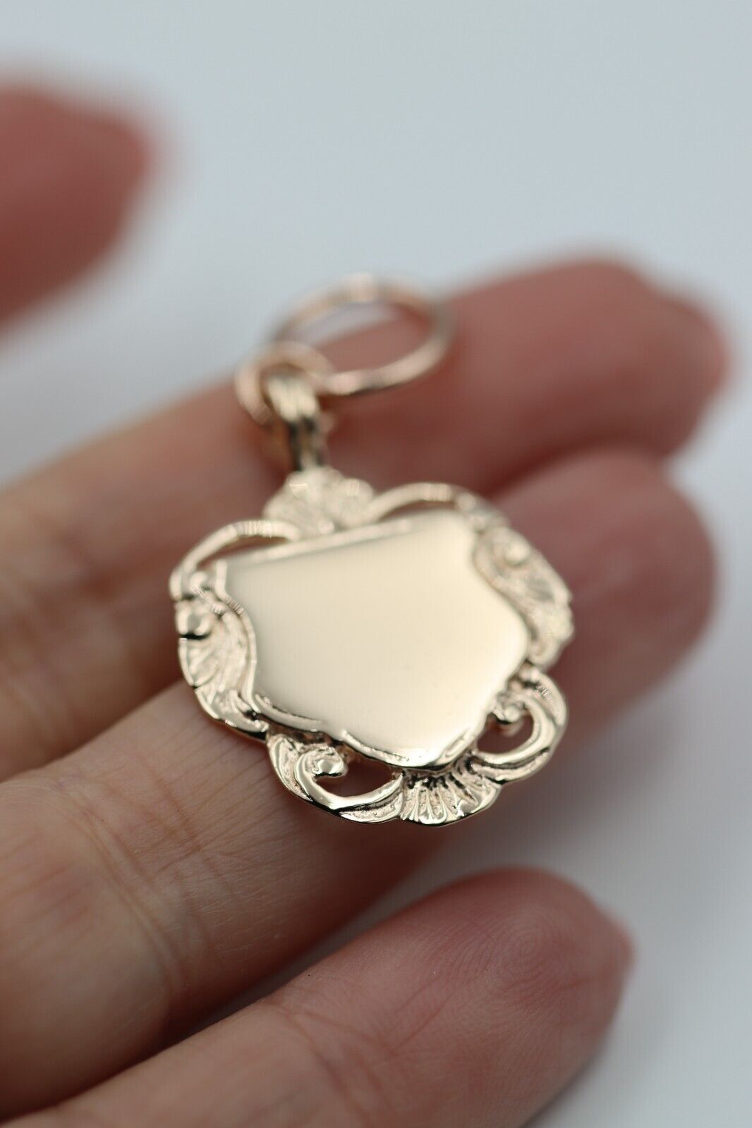 Genuine Solid 9K 9ct Yellow, Rose and White Gold Shield FOB Pendant