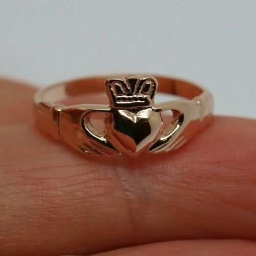 Genuine New Size K 9ct Yellow, Rose or White Gold Irish Claddagh Ring