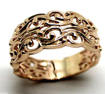 Kaedesigns New 9ct 375 Wide Rose Gold Wide Flower Filigree Ring - Choose your size