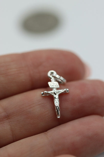 Genuine Sterling Silver 925 Small Crucifix Cross Pendant / Charm