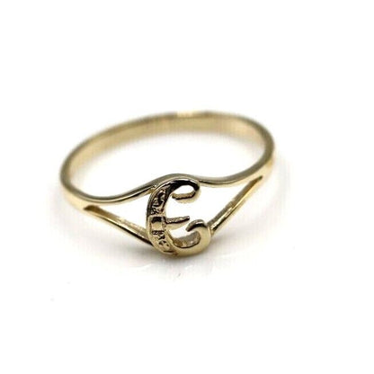 Genuine Delicate 9ct 375 Yellow, Rose or White Gold Initial Ring E