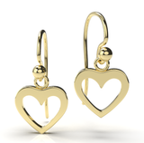 Genuine 9ct 9k Solid Large 16mm Yellow, Rose or White Gold Dangle Open Heart Earrings