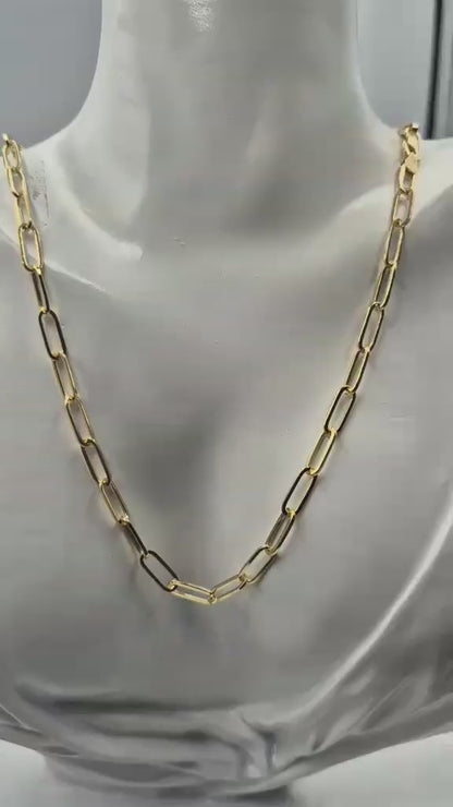 Genuine 9ct Yellow Gold 375 Handmade Solid Paperclip Necklace Chain 99cm