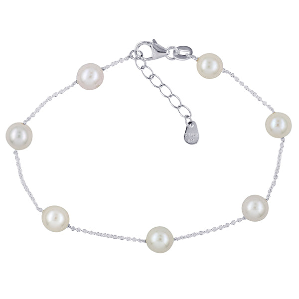 Sterling Silver 925 Freshwater Cultured Pearl Bracelet 18cm + 2cm Extender
