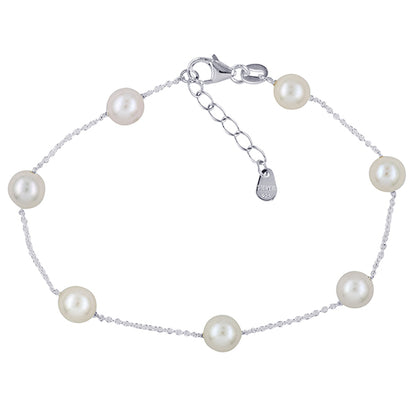 Sterling Silver 925 Freshwater Cultured Pearl Bracelet 18cm + 2cm Extender