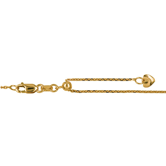 Genuine 47cm 9ct Yellow or Rose Gold Slider Hanging Heart Necklace Chain