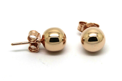 Genuine 9ct 9k Yellow, Rose or White Gold 8mm Stud Full Ball Earrings