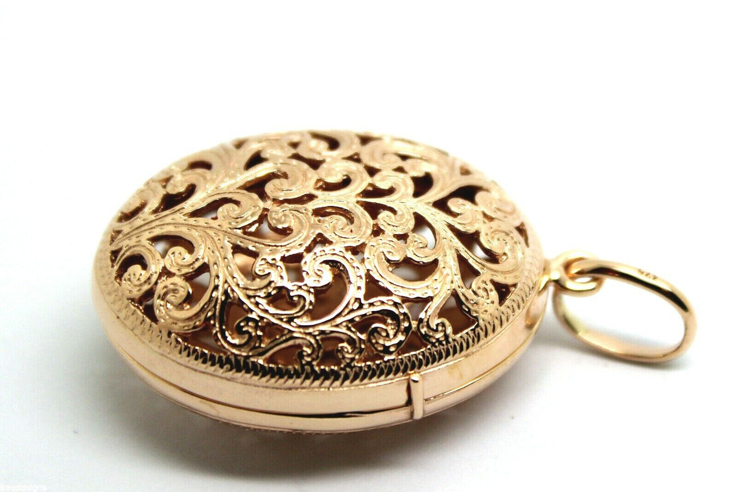 Kaedesigns New Genuine 9ct 9k Solid Yellow, Rose or White Gold Filigree Oval Pendant Locket