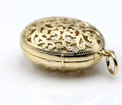 Kaedesigns New Genuine 9ct 9k Solid Yellow, Rose or White Gold Filigree Oval Pendant Locket