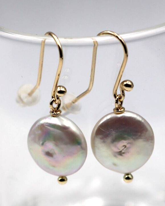 Genuine New 9k 9ct Yellow Gold 13mm Coin Pearl Ball Earrings -Free express post
