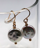 Sterling Silver (Gold Plated Rose Gold) 12mm Coin Pearl Ball Earrings-Free post