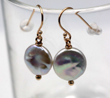 Sterling Silver (Gold Plated Rose Gold) 12mm Coin Pearl Ball Earrings-Free post