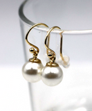Genuine 9ct Yellow Gold 10mm White Shell Pearl Hook Earrings